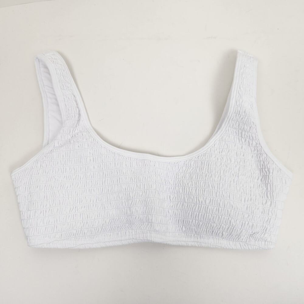 L*Space Izzie Bikini Top in White Size Small NWT Smocked
